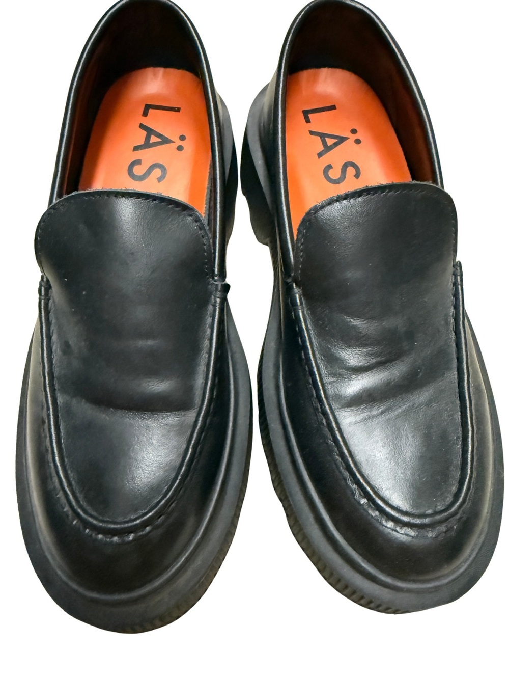 Black Leather Slip-On Loafers for Women